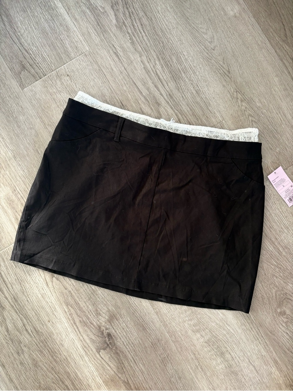 Peek-A-Boo Lace Mini Skirt in black